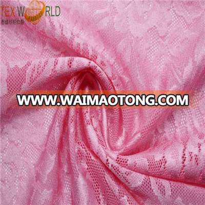 Pink warp kintted flower jacquard mesh 90 nylon 10 spandex fabric for underwear/bra